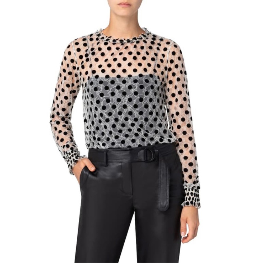 Akris punto gossamer floral lace blouse NWT
